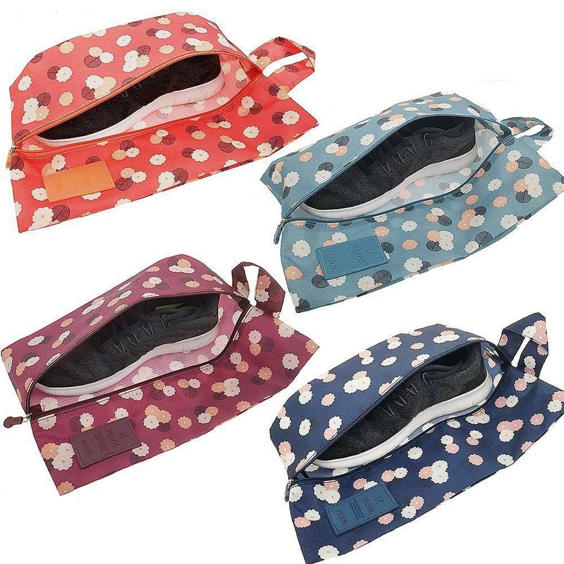 M-jump 4 Pack Travel Essentials Shoe Bags 4 Colors Fashion Shoe Bags for Men & Women Shoe Storage, Travel Accessories Vacation, Luggage Organizer Portable Shoe Pouch with Handle - Image 1